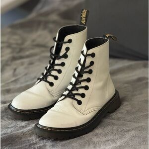 White Lace up dr marten boots